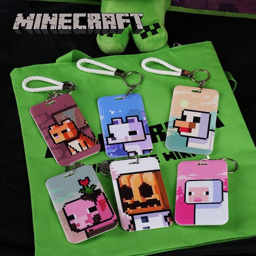 Minecraft 1PC Minecraft Officially License Card Holder Cute Bag Decoration Adorable Sheep Pig Cat Goose Card Cover ID Card Storage Gifts For Couples Birthday Present Anniversary Souvenir