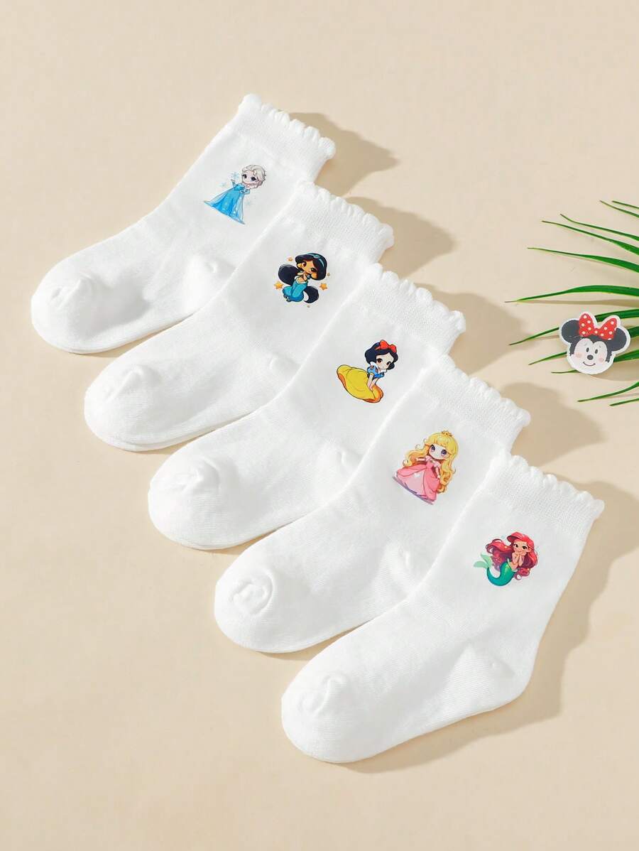 5 Paar Disney Prinzessin Motiv Kinder Knöchelsocken, ganzjährig