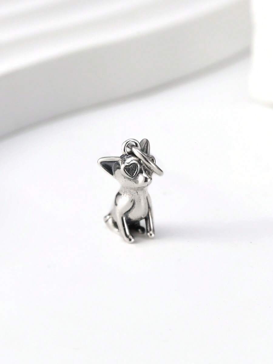 1pc Simple Unique 925 Sterling Silver Little Chihuahua Charm DIY Women Fine Jewelry Gift