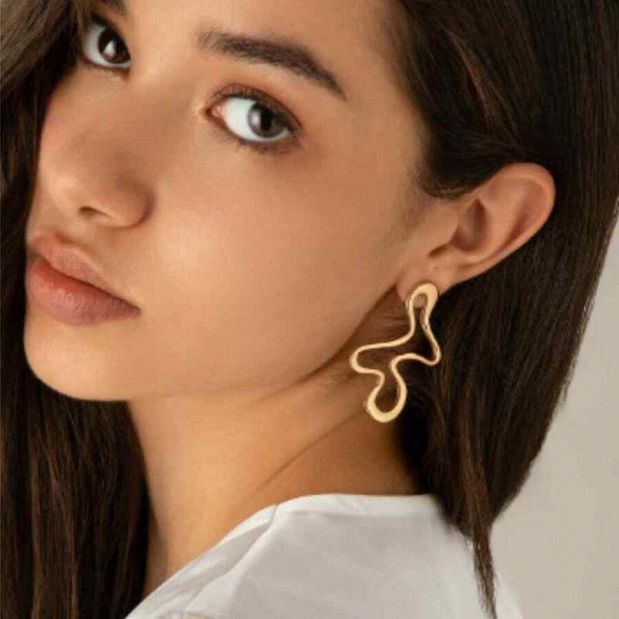 1 pièce Boucles d'oreilles géométriques texturées asymétriques exagérées