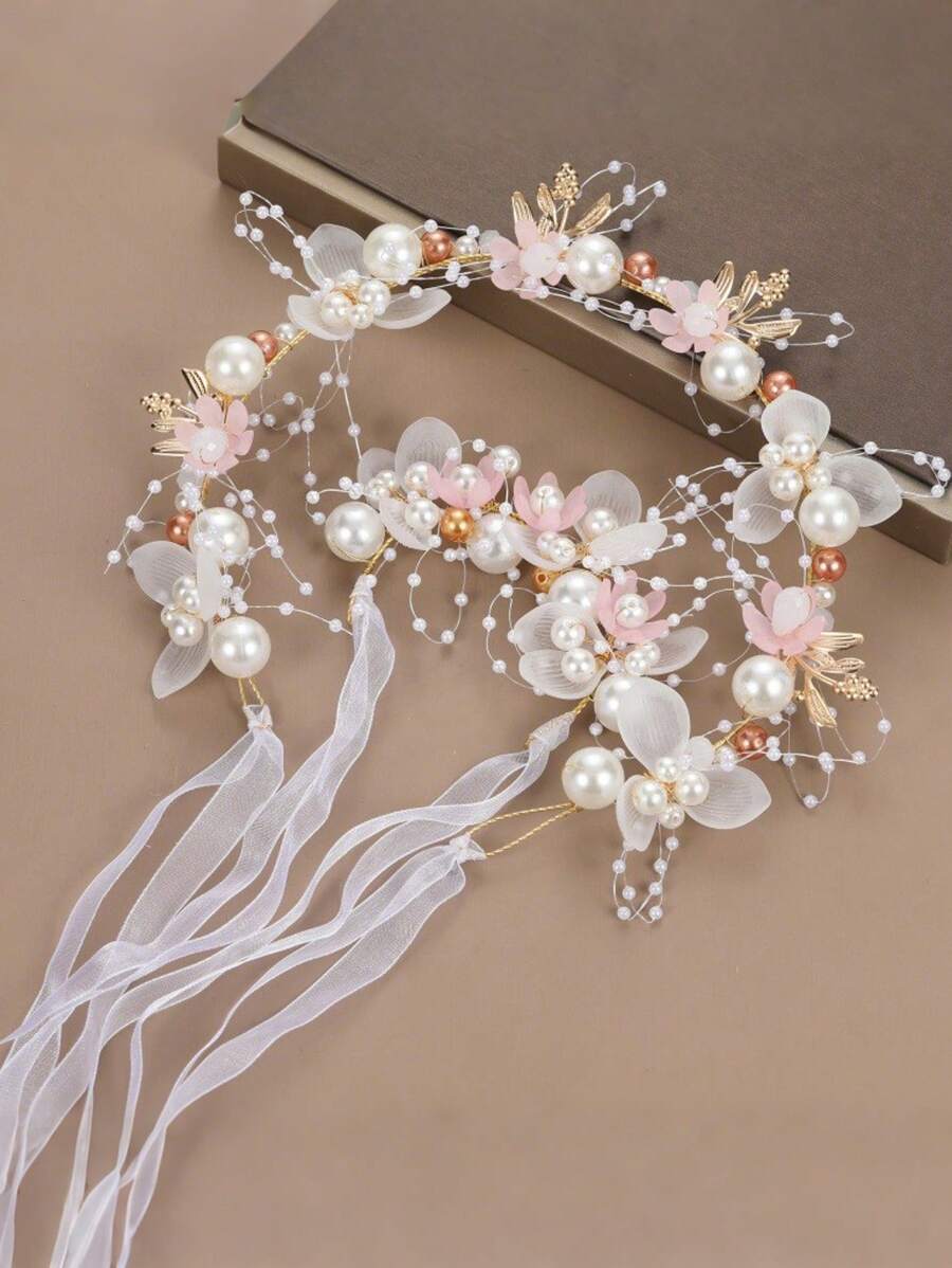 2pcs Kids Performance Headdress, Little Princess Girls Hair Accessories, Tiara Crown Headband + Wrist Flower