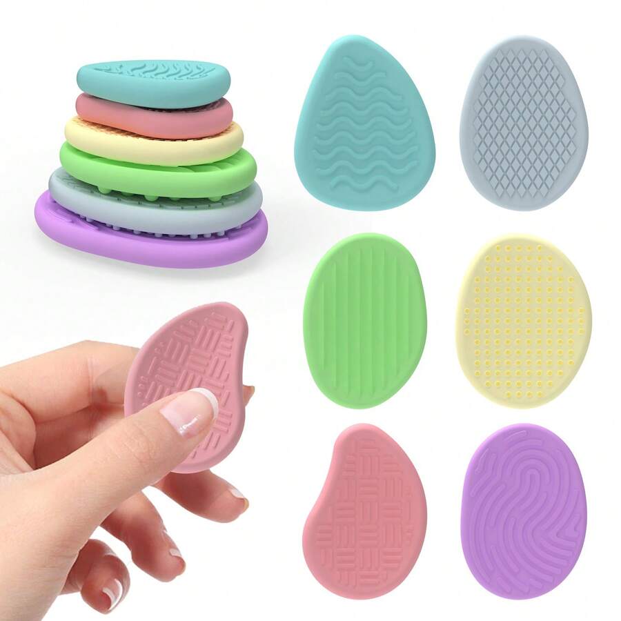 6pcs Fidget Toys Sensory Stone: 6 Packs Textured Soft Worry Stone For Autism Calming - Fidget Stress Toys Anxiety Relief - Small Prizes Fidget Toys