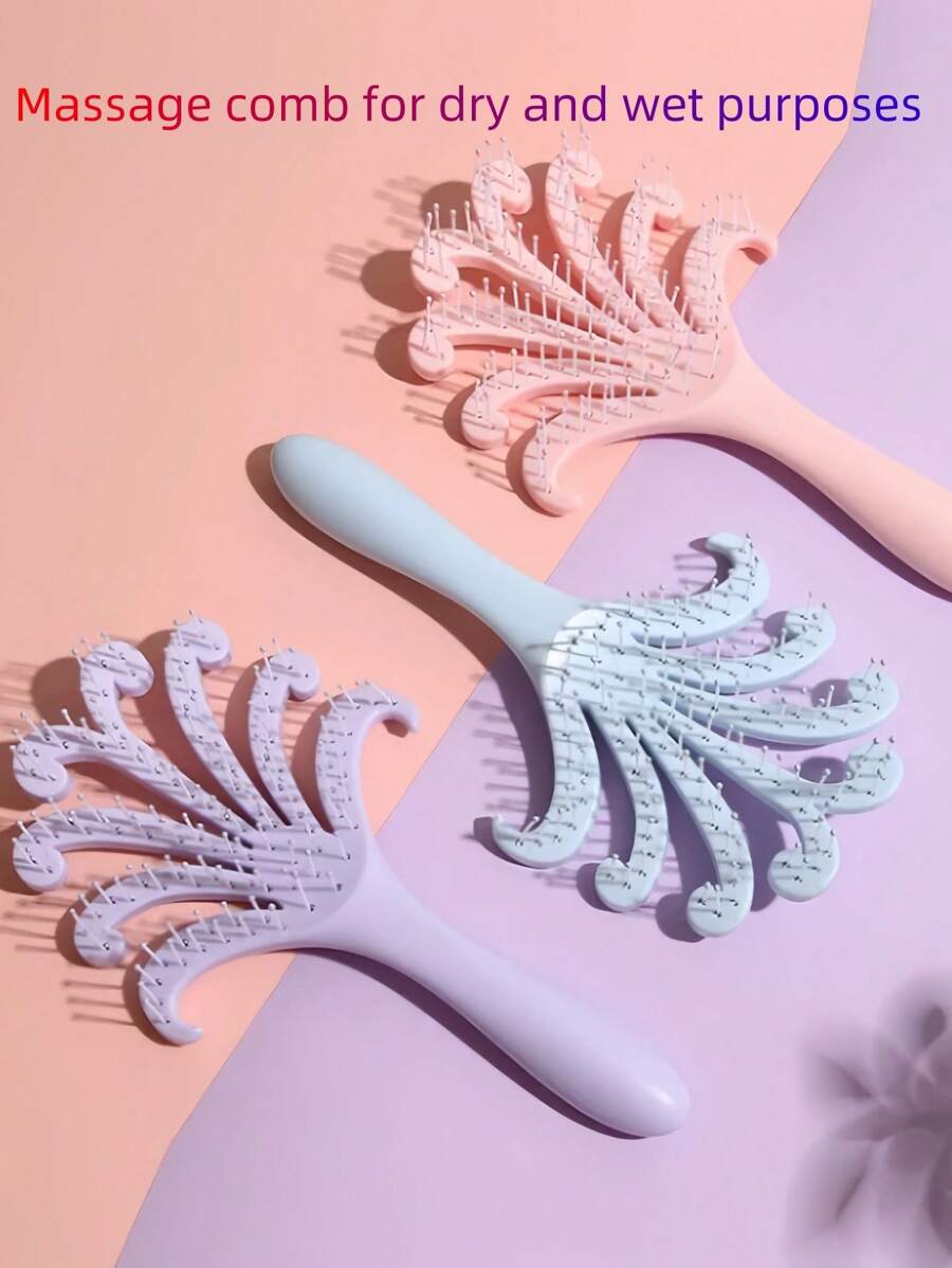 1pc 3-In-1 Massage Comb, 8-Prong Octopus Head Acupressure Comb To Stimulate Meridians And Smooth Hair