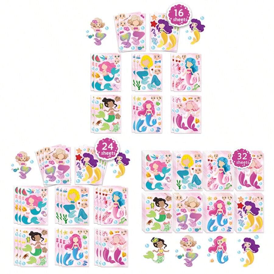 Pegatinas de sirena, haz tus propias pegatinas de sirena, recuerdos de fiesta, haz pegatinas de sirena, pegatinas para hacer una cara de sirena para recuerdos de fiesta, recompensas en el aula, suministros de artesanía con tema de sirena