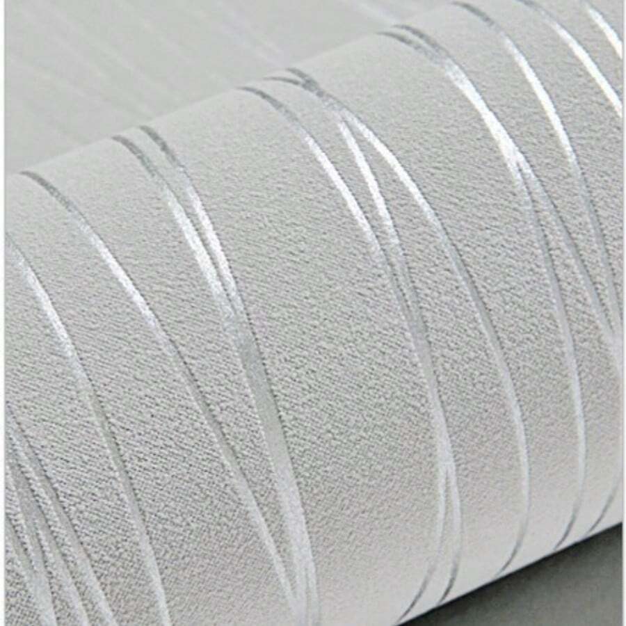 Grey Striped Wallpaper, Modern 3D Embossed Wallpaper With Metallic Silver Glitter Texture, Suitable For Bedroom, Living Room, Study, Corridor, Hall, Adults & Teens