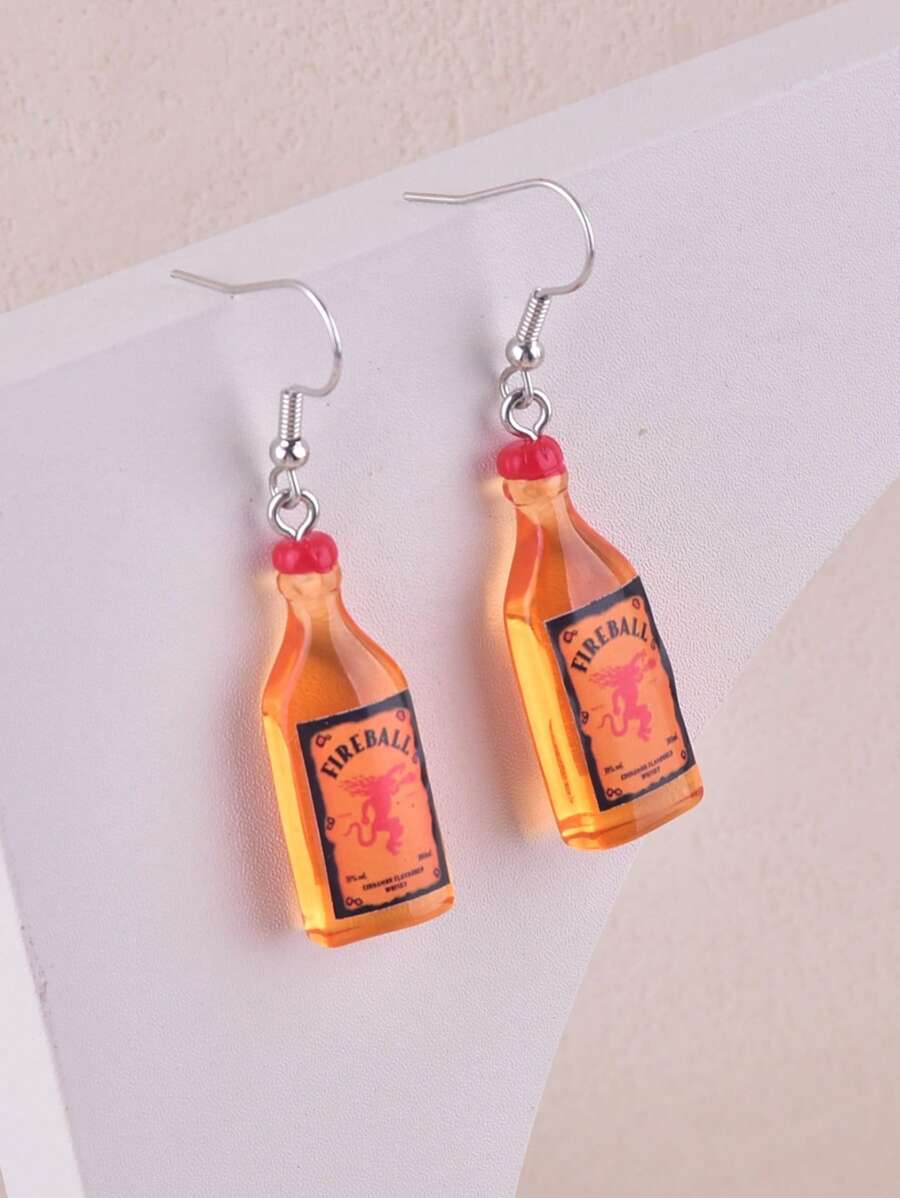 1 par de brincos clássicos estilo garrafa de vinho 3D para mulheres, decoração de joias para festa