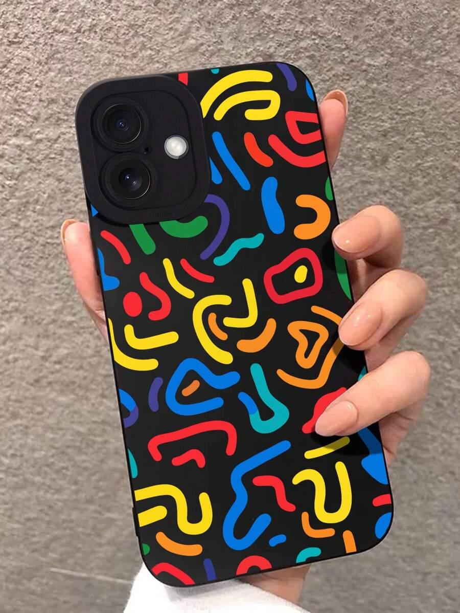 1 Stück farbige Linien Präzisionsloch Adler Auge Kamera Schutz weiche TPU Handyhülle kompatibel mit Apple 16 Pro Max, 15, 14, 13, 12, 11 Pro Max, Plus, Mini, 16E, XR/X/XS Max