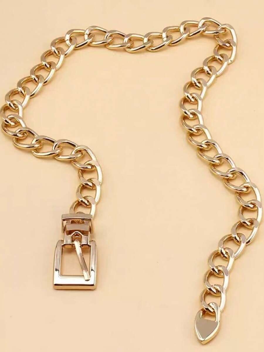 Fashion Thick Metal Chain Waist Belt, Plus Size Decoration For Dresses, Shirts