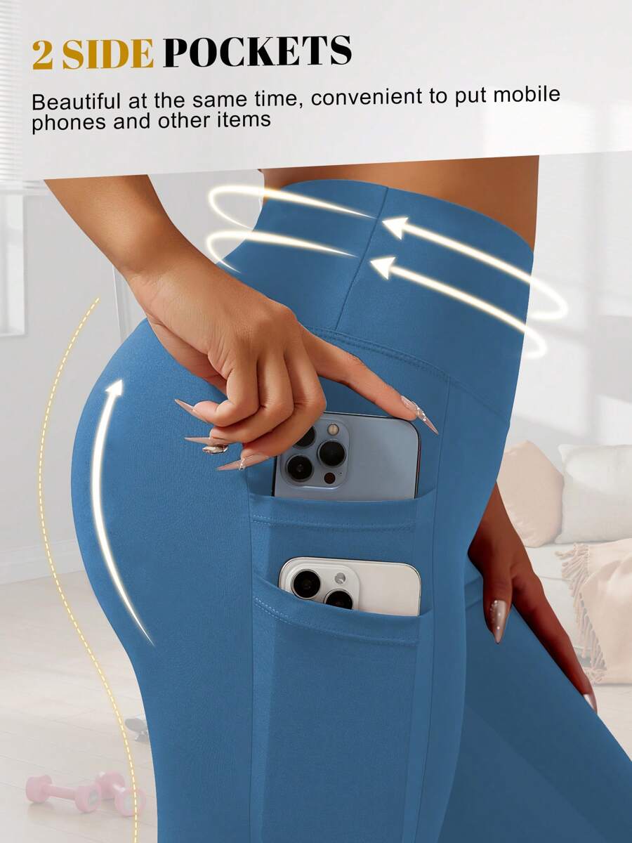 Große Größen Leggings mit Mehrfachtaschen für Damen, dehnbar, Größe X-5XL mit hoher Taille und Bauchkontrolle, Damen Leggings für Training und Yoga