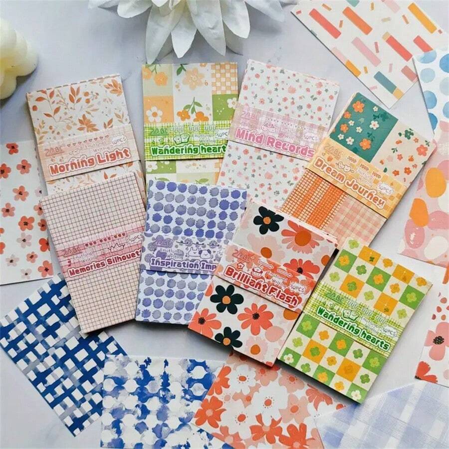 400 Sheets (8 Packs) Vintage Style Scrapbook Paper Kits, Aesthetic Stationery For DIY Crafts, Journals, Scrapbooking And Decorative Purposes