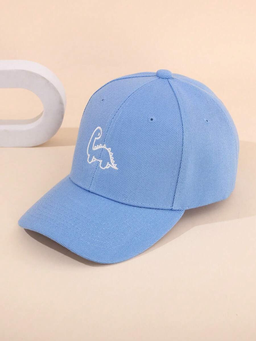 1 pieza Gorra de béisbol con dinosaurio para niños, ajustable, de perfil bajo y sin estructura, con bordado de rostro, gorra de béisbol, sombrero de sol para exteriores y camionero