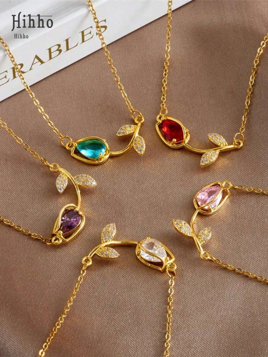 Hihho 1pc Adjustable Stainless Steel 18K Gold Plated Tulip Necklace, Suitable For Women, French Fashion Style, Fit For Party, Date, Office Wear, Valentine's Day Gift