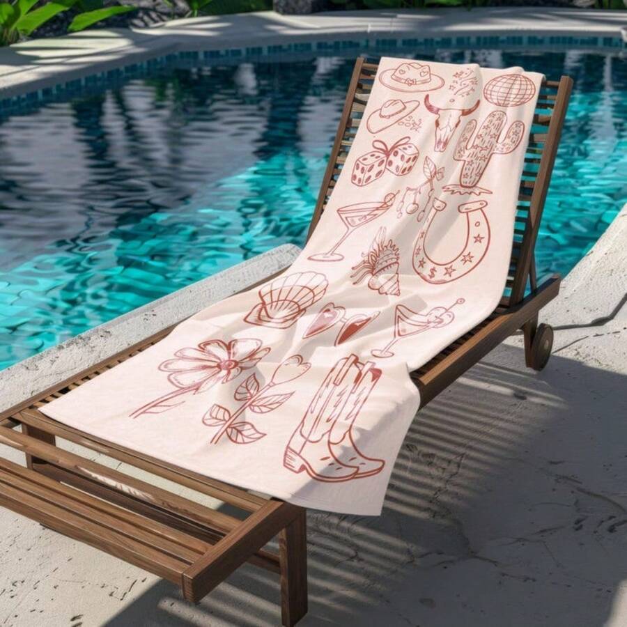 29X58in Coastal Cowgirl Beach Towel Western Boho Oversized Vacation Gift For Bride Bachelorette Pool Party Surf Summer Aesthetic Towel Travel Essentials Travel Accessories Beach Essentials