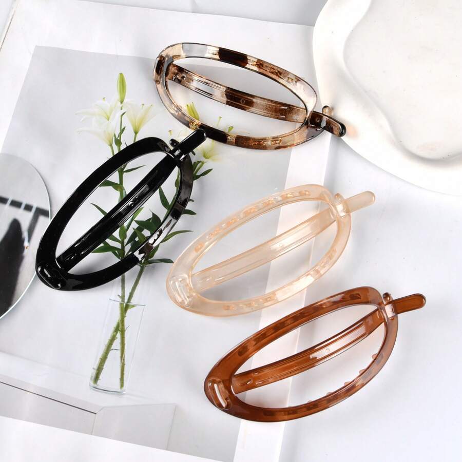 1/4pcs New Simple And Elegant Oval Hair Clip For Women With High-End Back-Of-The-Head Twist Clip Large Plate Hair With Multiple Hair Accessories