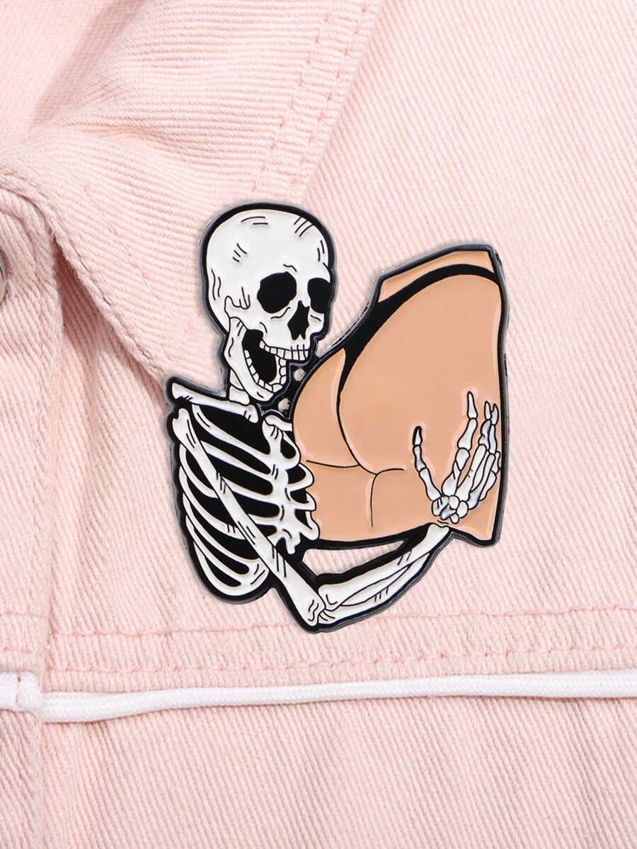 1PC Funny Skeleton Enamel Pin Humorous Brooch Pines Lapel Pins Badge On Backpack Clothing Accessories Jewelry Gifts