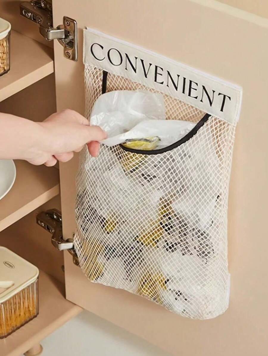 Hanging Large Capacity Storage Bag Kitchen Garbage Bag Storage Artifact Wall Mounted Plastic Bag Storage Hook And Loop Net Bag