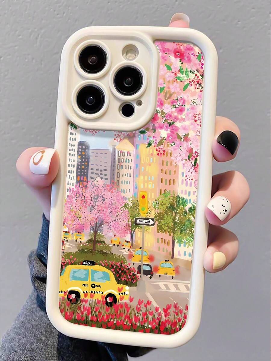 1 Stück modische personalisierte Ditsy Blumen, Architektur und Mosaik Muster weißes dickes kratzsicheres und fingerabdruckfestes weiches Handyhülle kompatibel mit iPhone 16/16Pro/16Plus/15/15ProMax/15Pro/11/12/13/14ProMax/11Pro/11ProMax/12Pro/12ProMax/13Pro/13ProMax/14Pro/14ProMax/16ProMax/16/16Pro/16Plus, minimalistisches und kreatives Design