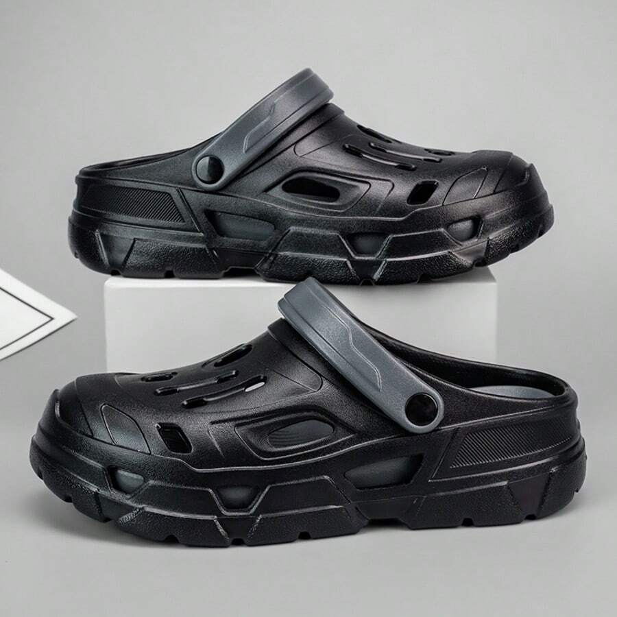 Ciabatte da uomo con fori, sandali estivi slip-on con design a punta chiusa, uso bidirezionale, antiscivolo, scarpe da spiaggia e sport acquatici da esterno