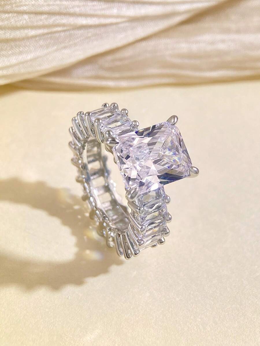 Stylever 1 pièce Bague géométrique de luxe Bijoux pour femmes en argent sterling 925 Bijoux fins pour femmes Filles Décoration de mariage Bal