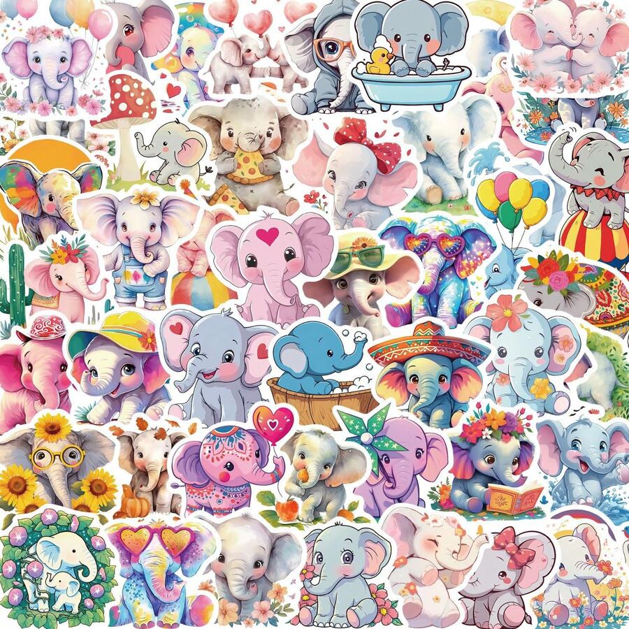 Adesivi carini di elefanti per decorare articoli di cartoleria, tazze, bagagli, skateboard, chitarre, materiali fai-da-te per scrapbooking, telefoni, computer portatile