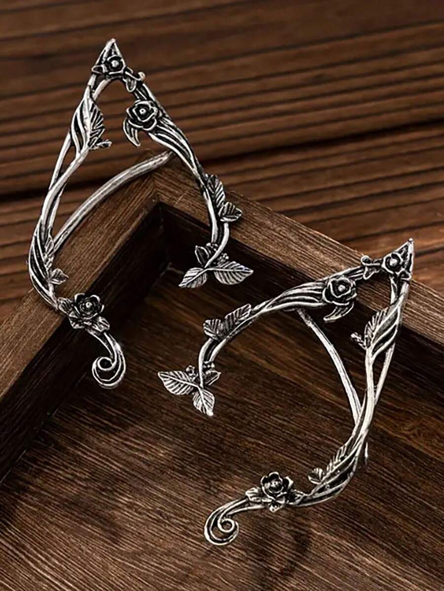 Popular Gold Color Flower Leaf Ear Clip Cute Jewelry Accessories Fairy Clip Earrings Wedding Girls Jewelry Gifts New,Ladies' Daily Party Accessories, Fashionable Jewelry, Best Friend Gifts