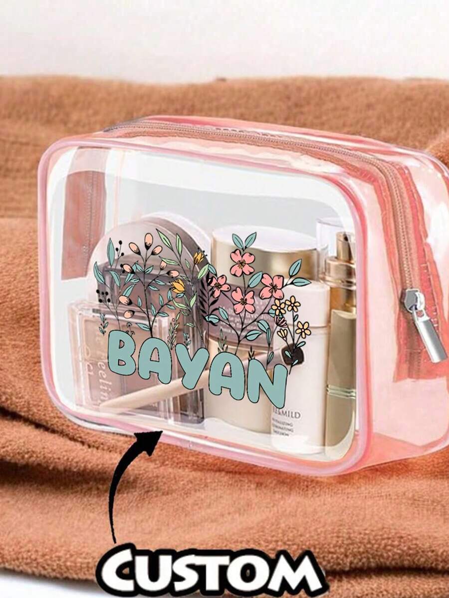 Personalized Name Transparent Storage - PVC Waterproof Toiletry Bag, Beauty Bag, Cosmetics Storage Bag, - A Variety Of Colors Available, Toiletries Storage Bag Storage Classification Coin Purse, Zipper Box Zipper Bag, Storage Supplies