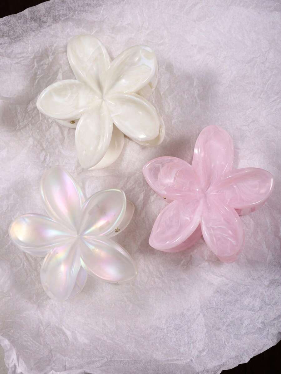 3 buc/set agrafe de păr cu design floral roz și alb, 7,6 cm/2,99 in, accesorii de păr elegante și ușoare din plastic pentru femei, potrivite pentru zi cu zi, casual, petrecere, naveta, călătorii, legarea părului, coadă de cal, coc, spălatul feței, machiaj, ținute asortate, gheare de păr, agrafe pentru gheare, agrafe de păr, cleme de păr, agrafă de păr, prinzătoare de păr