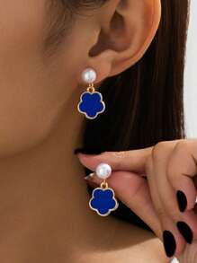 Blue Clover Earrings