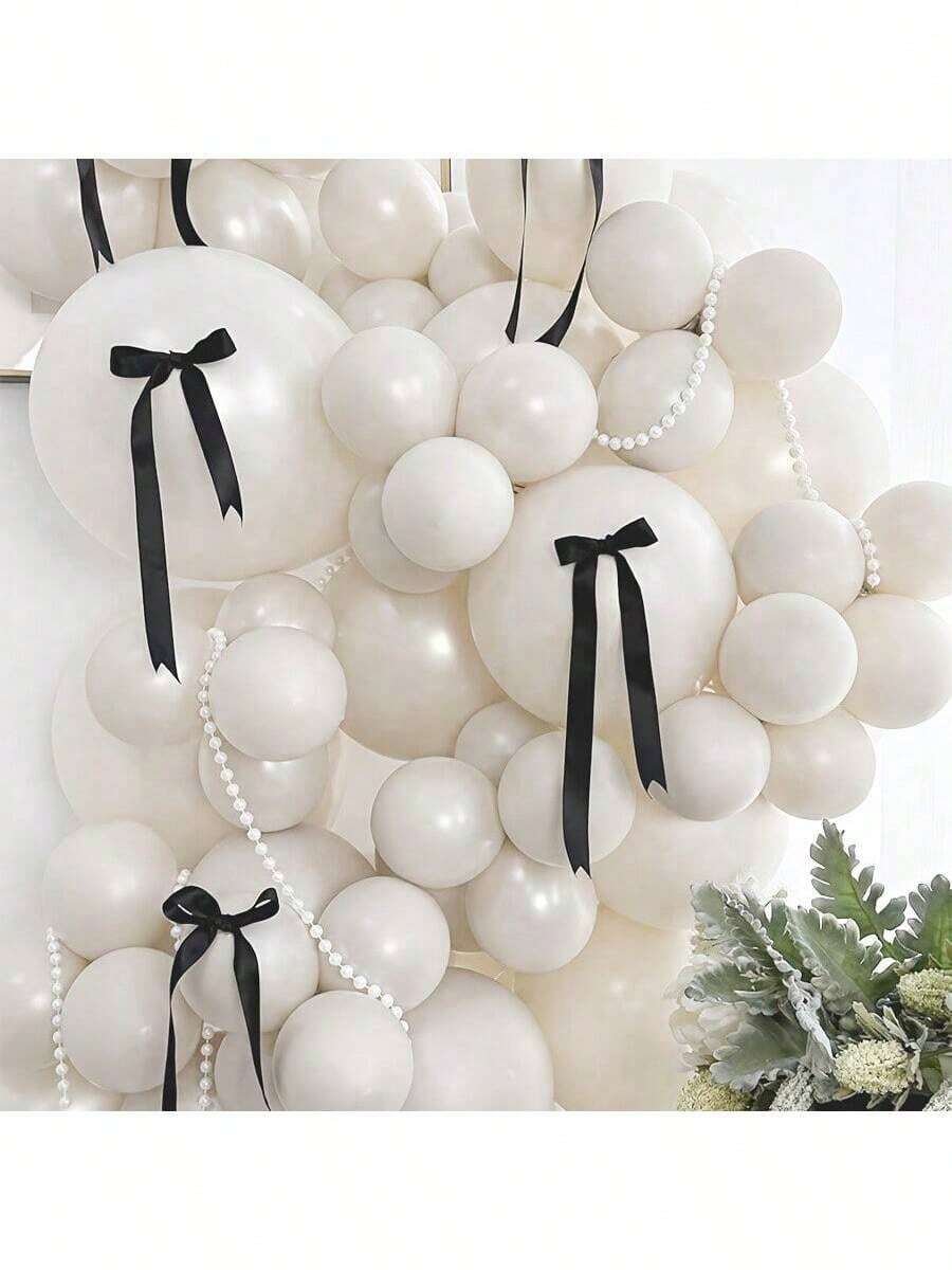 78 Piece White Balloon Arch Kit, Pearl White Balloons With Pearl Bows And Pearl Strings, Perfect For Wedding Decoration, Birthday, Bridal Party, Party