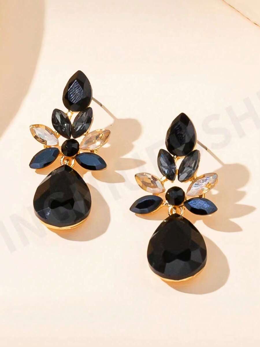1 par de pendientes de aro con strass a la moda, de estilo coreano clásico europeo y americano, frescos y simples, elegantes de estilo barroco, producto de transfronteriza