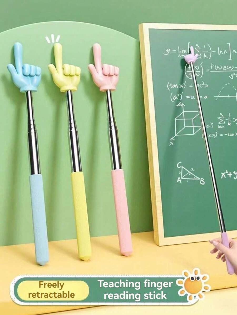 1pc Random Color Retractable Stainless Steel Teaching Pointer, Portable Design (Mixed Colors)