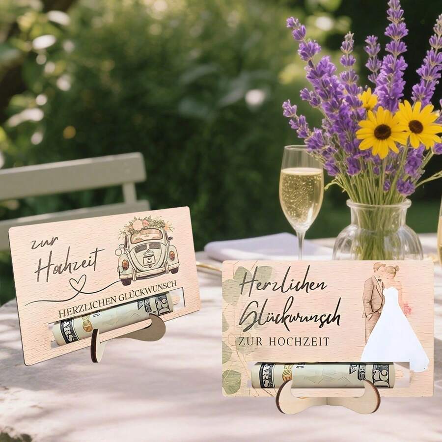 3styles Wedding Blessing Gifts, German Wooden Money Holder Cash Gift Packaging, Wedding Decoration Ornaments Newlyweds Wedding Souvenirs, Home Decoration Room Desktop Ornaments, Love Decorations