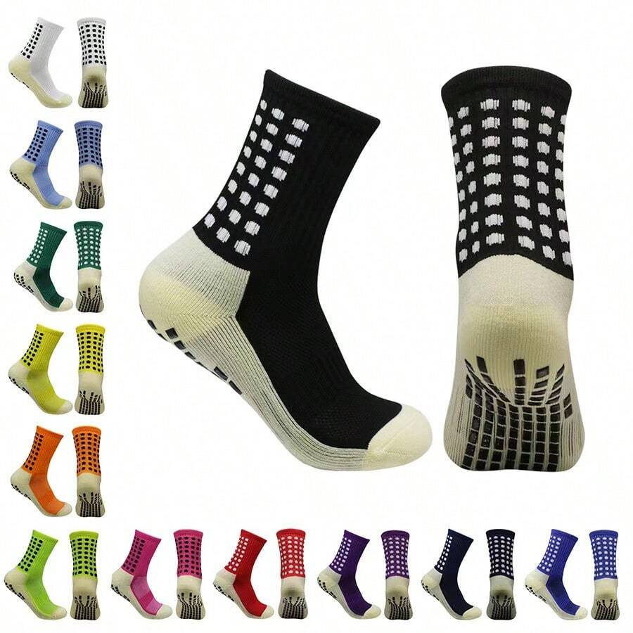 1 paire de chaussettes de sport antidérapantes pour le soccer/football, chaussettes de soccer/football pour adultes, chaussettes de sport pour la course, la randonnée, respirantes et rafraîchissantes