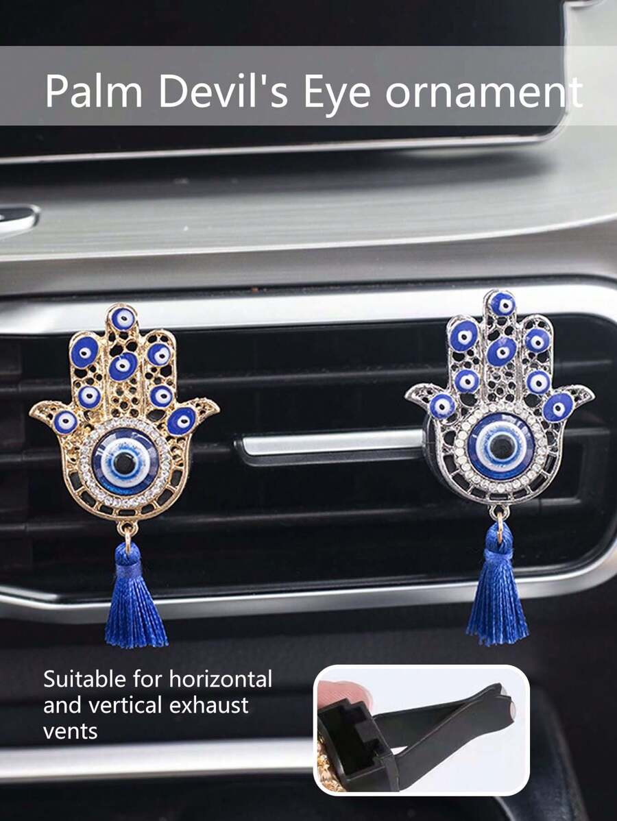1pc Fashion Personalized Palm Devil's Eye Decor Air Vent Clip, Car Air Freshener Clip, Car Accessories