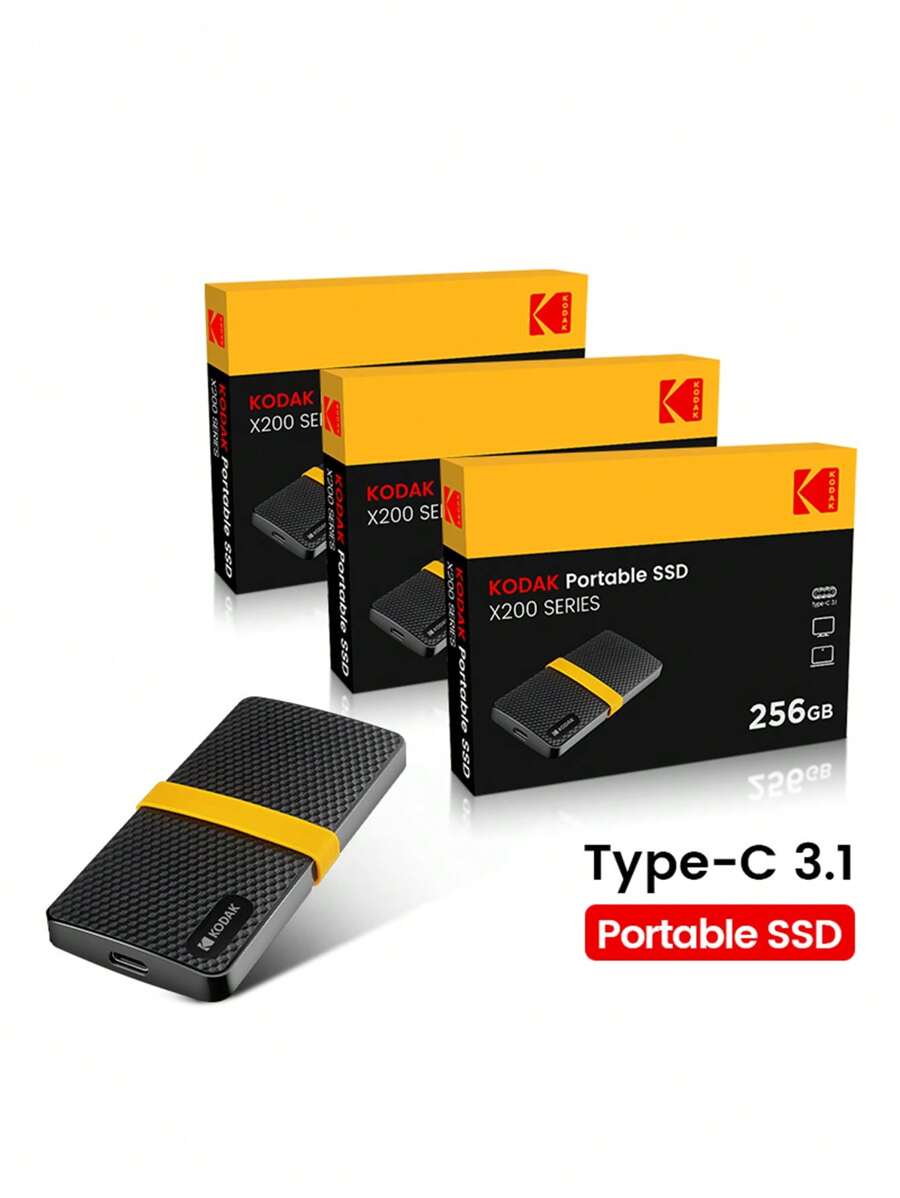 Kodak KODAK TYPE-C 3.2 PSSD Portable Solid State Drive (SSD), 128GB / 256GB / 512GB / 1TB Mini External Portable Hard Drive