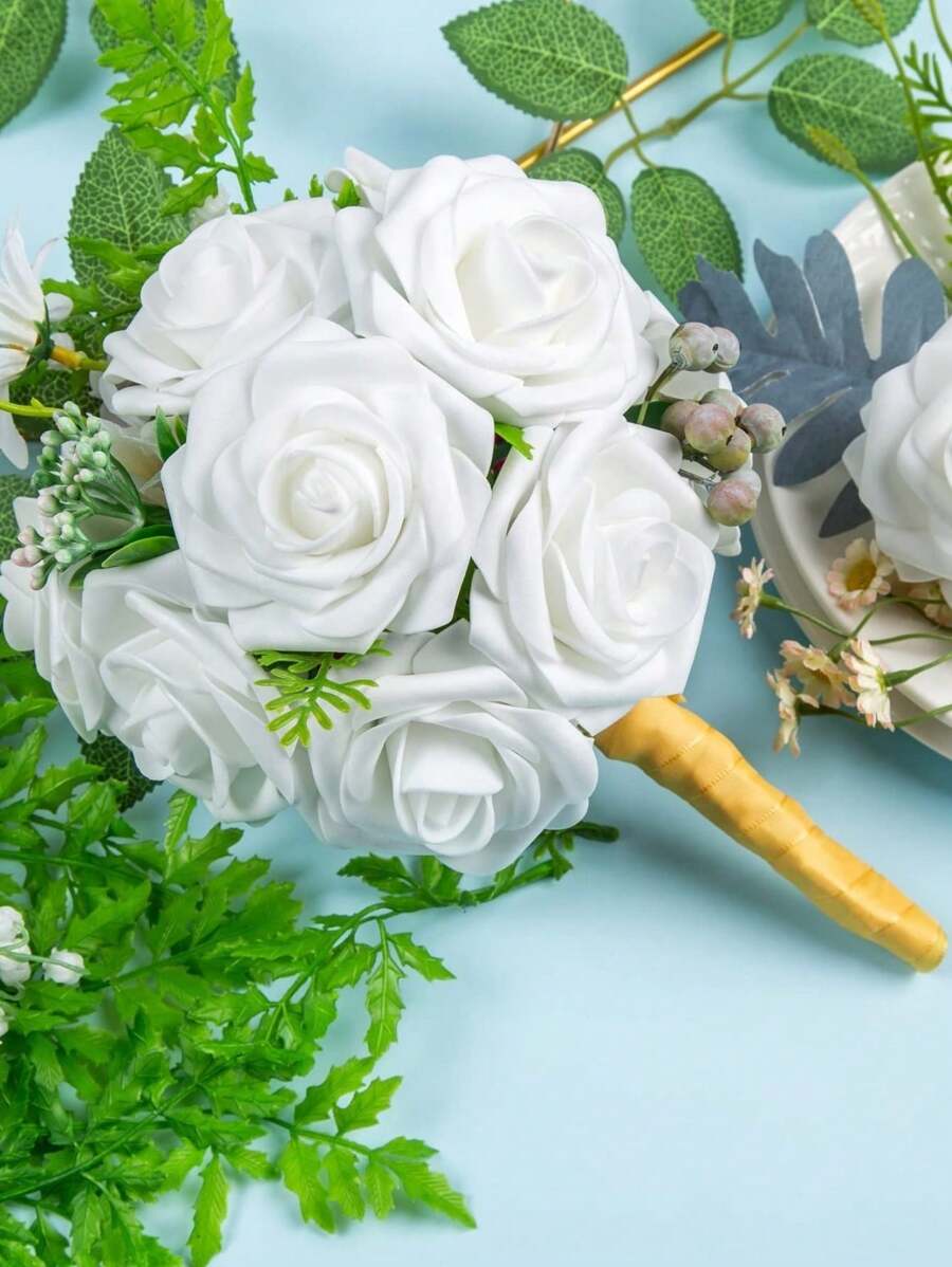 15/20/25pcs Artificial Foam Rose, Foam Flower Bulk Fake Rose Head DIY Handicraft, Wedding Birthday Bride Engagement Shower Party Decoration, Family Room Scene Center Decoration Flower Arrangement, Valentine's Day Mother's Day Birthday Gift, Family Room Decoration