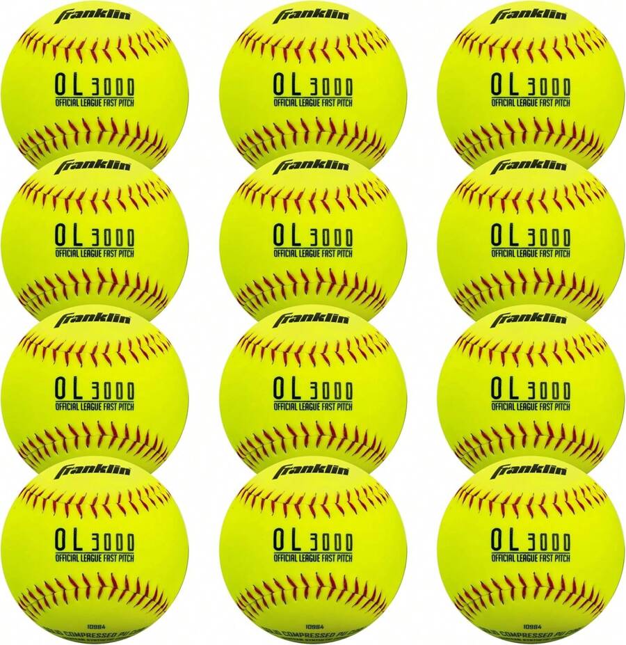 Franklin Sports Official Game Softballs - OL3000 Fastpitch 12" Inch Yellow Softballs - Official Size + Weight Tournament Balls For Practice + Games - 1 Softball