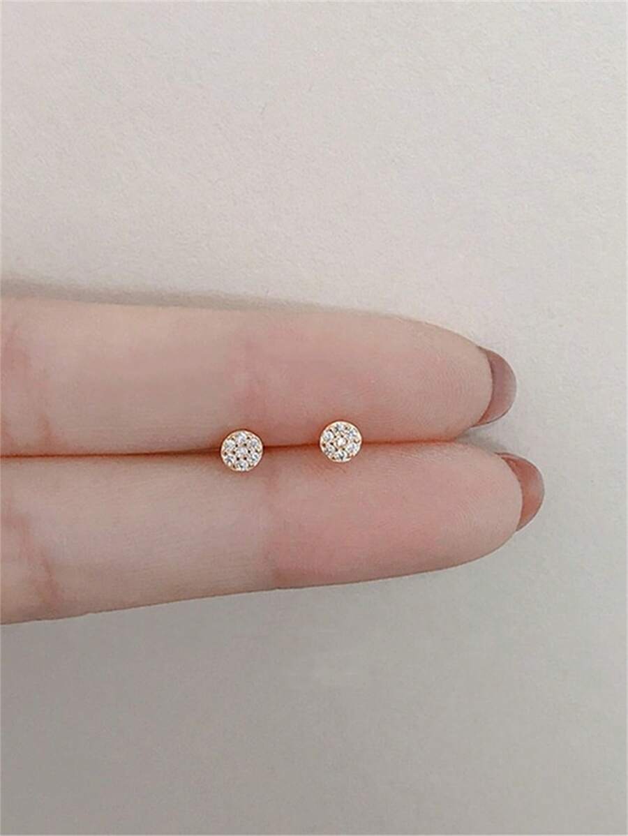 1 Pair Simple & Stylish Cubic Zirconia Stud Earrings, Delicate & Versatile Design For All Seasons Wear