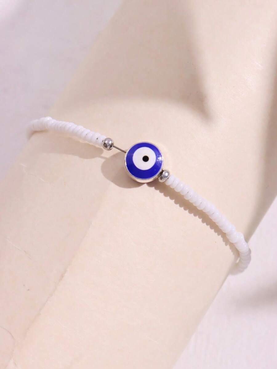 1 buc Brățară cu mărgele cu ochi de diavol, design minimalist personalizat la modă, bijuterii elegante pentru femei, pentru purtare zilnică și pentru luat masa în oraș