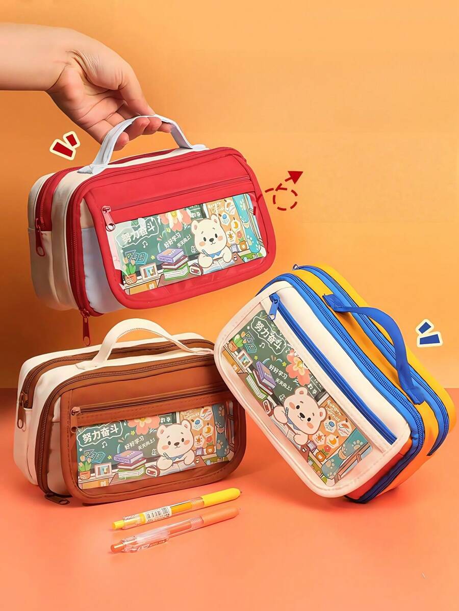 For LABUBU,Back To School Stationery Large Capacity 9-Layer Pencil Case, Cute Pencil Case Stationery, School School Supplies Stationery Set Pencil Holder Pencil Case Pen Holder,Multifunctional Large Capacity Expandable Pencil Case, Big Capacity Twill Fabric Stationery Storage Bag With Pen Slot