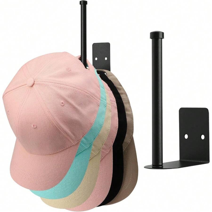 2Pack Hat Organizer For Baseball Hat Racks For Wall Hat Hanger Closet Space Saving Holder Hat Storage Drilling & Self Adhesive Hat Hooks For Wall Closet Door Office Bedroom (Black)