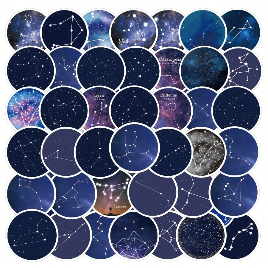 60 buc/pachet astrologie constelație lună galaxie retro romantic estetic graffiti autocolante, drăguț desene animate interesante estetice etichete autocolante pentru scrapbooking, autoadezive papetărie cărți plicuri chitare instrumente accesorii, cadouri de Crăciun de Halloween, articole pentru petreceri pentru adolescenți, motivație de recompensă