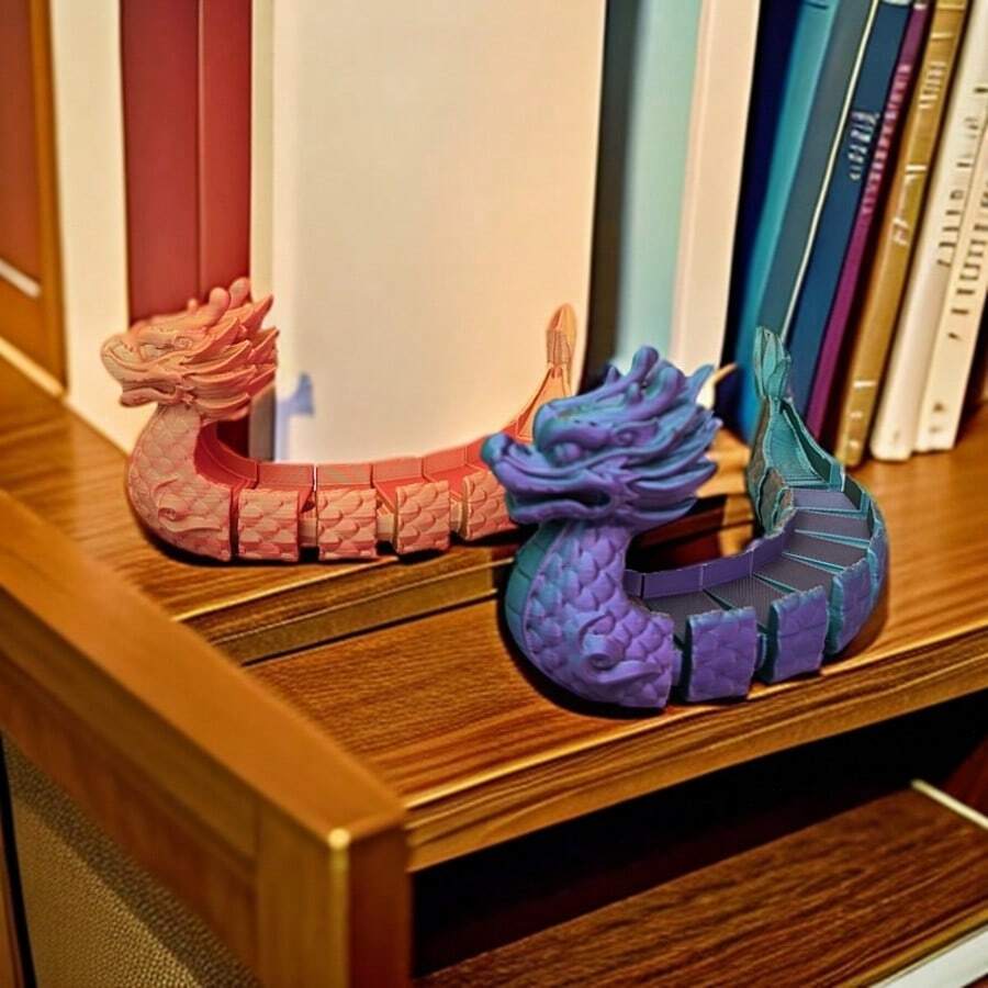Xiyin Pavilion's Collectible - Hinge-Linked Dragon Boat Art Ornament (Available In Blue-Green/Red-Gold Dual Colors) School Supplies,Back To School