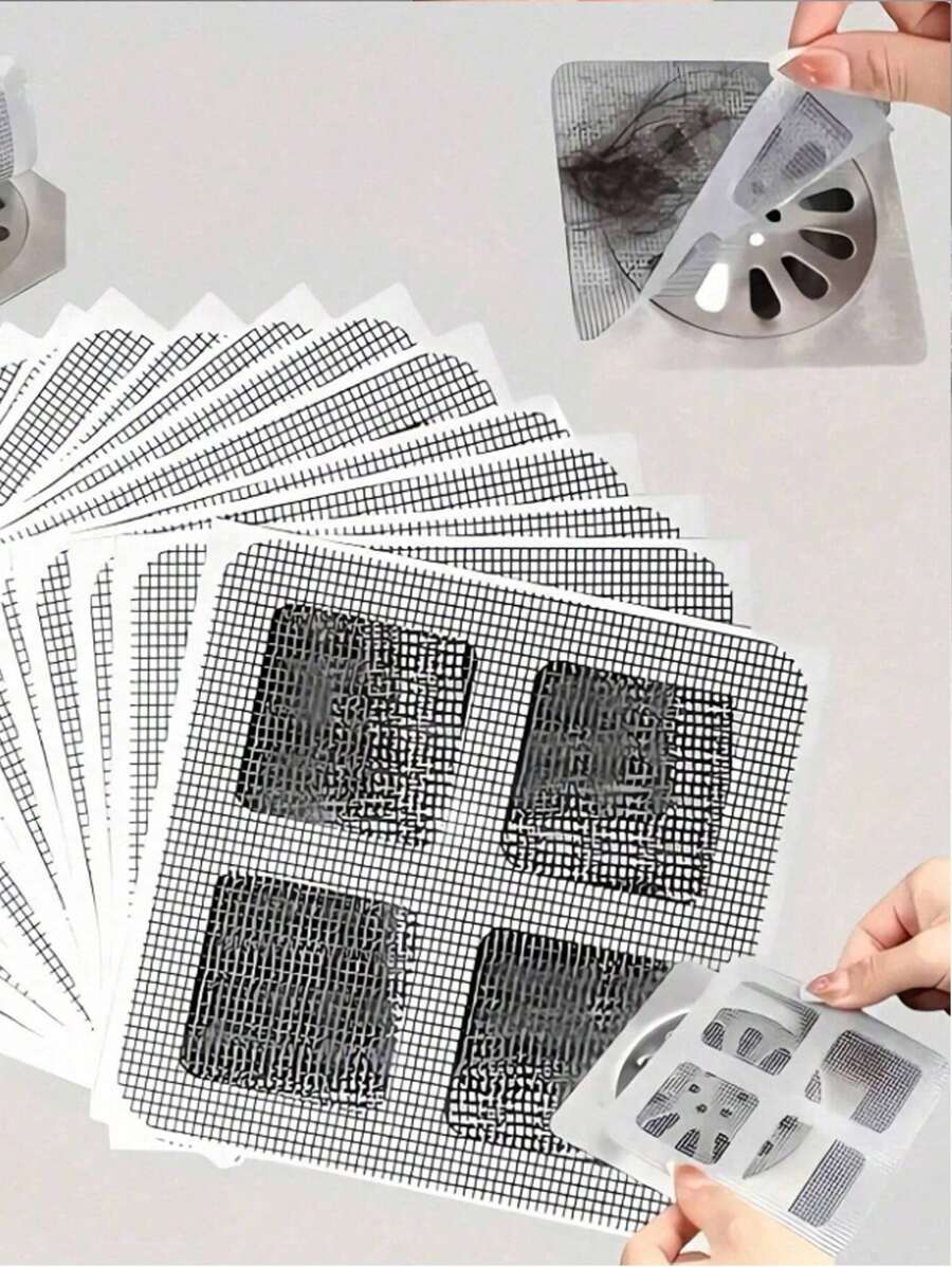 100 piezas Filtro de pelo para ducha y bañera - Fácil de usar, pegatinas de filtro de drenaje, cubiertas de drenaje desechables adecuadas para el fregadero de la ducha y la lavandería, fácil de pegar, retenedor de pelo del drenaje desechable, filtros de drenaje para el regreso a la escuela