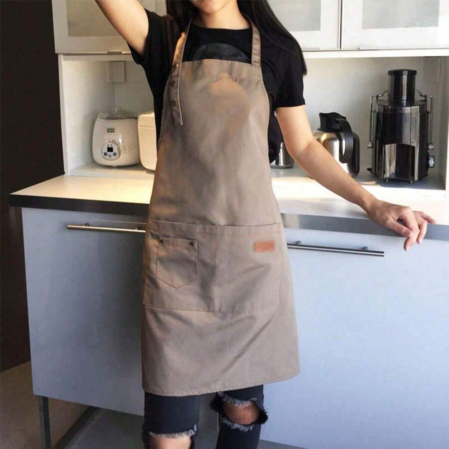 1pc New Thick Bib Apron, Suitable For Work Wear For Men/Women Chefs, Barbeque Stores, Restaurants, Bars, Shops, Cafes, Beauty & Nail Salons