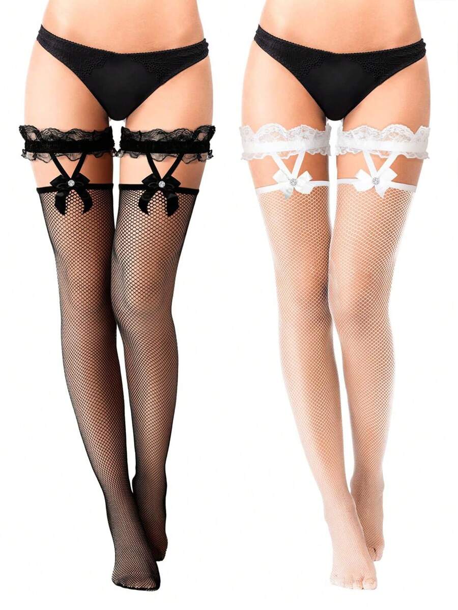 1/2 paires de bas-cuissardes en résille pour femmes, collants transparents en dentelle, chaussettes montantes en nylon résille