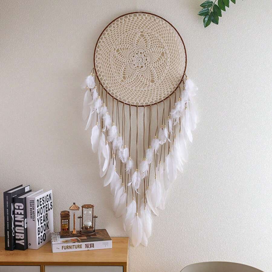 1pc Handmade Decorative Art Feather Dream Catcher - Ideal Wall Decor And Perfect Gift For Special Occasions, Children's Room, Party, Wedding, Handcrafted Concentric Feather Wall Hanging Decor Room Decor Bedroom Decor Home Decor