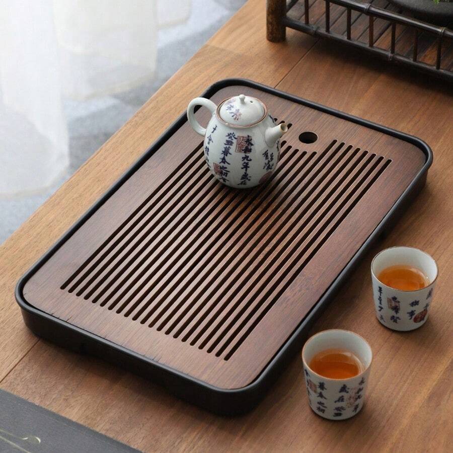 1 pièce Set à thé en bois, plateaux d'égouttage à thé, plateaux à thé Gongfu domestiques et extérieurs, plateaux à thé portables, plateaux à café, plateaux alimentaires pour la rentrée scolaire