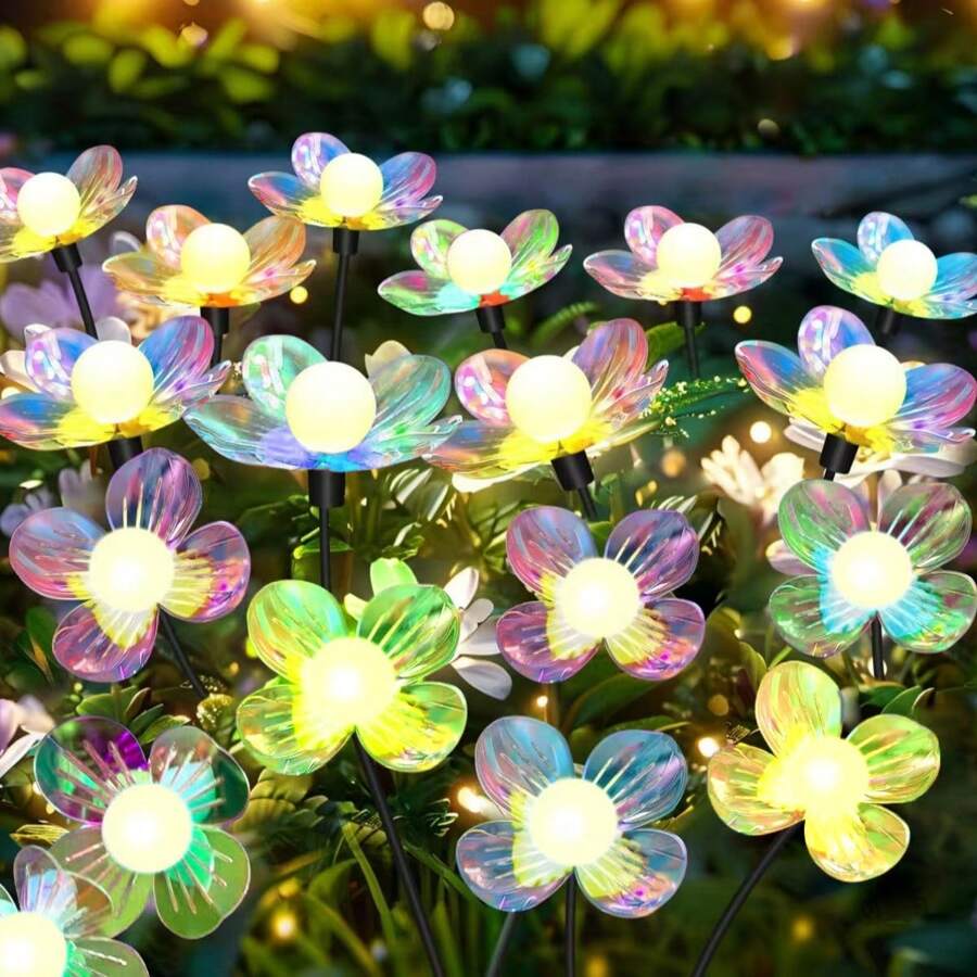 1 Peça Luz Solar para Jardim Externo, Luzes Piscantes de 6 LEDs com Formas de Vaga-lume e Flor Fada em 2 Modos, Luz Decorativa à Prova d'Água para Jardim, Adequada para Quintal, Pátio, Caminho, Gramado
