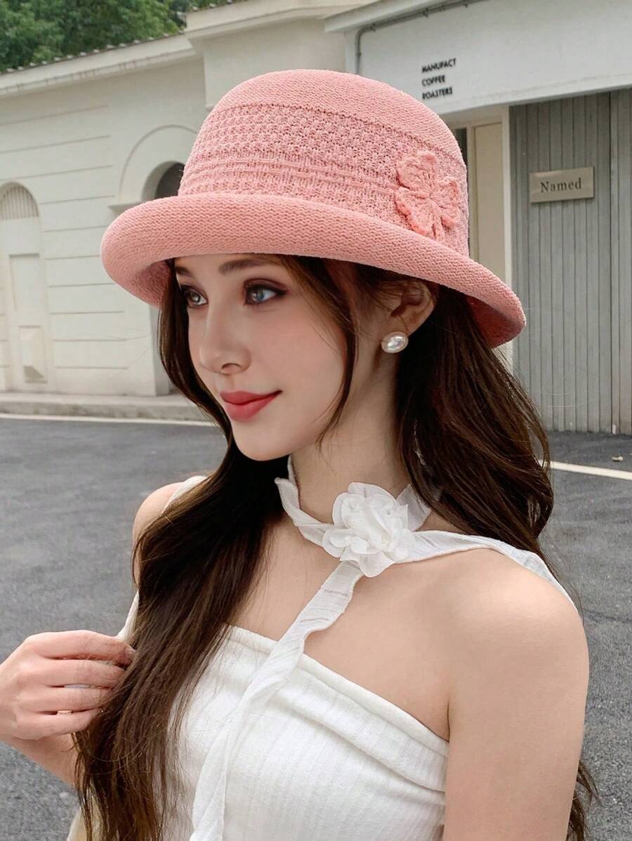 1pc Women Casual Boho Fisherman Hat, Street Style, Breathable, New Design, Elegant, Petite, Vintage Floppy Sun Hat, Suitable For Everyday & Outdoor Use